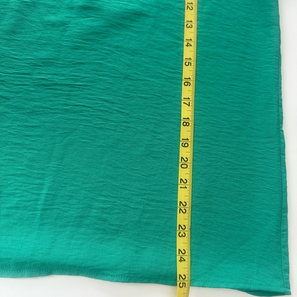 NY Collection Women’s Green Flutter Sleeve Blouse with Tie Front Size M - Picture 8 of 10